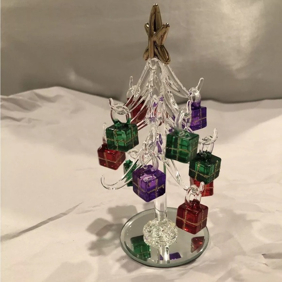 Tabletop Crystal Tree 6", Mirror Accent/ Glass Removable -Present Ornaments - Picture 5 of 8
